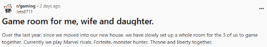 玩家曬自己的游戲室：一家三口溫馨聯機讓人羨慕